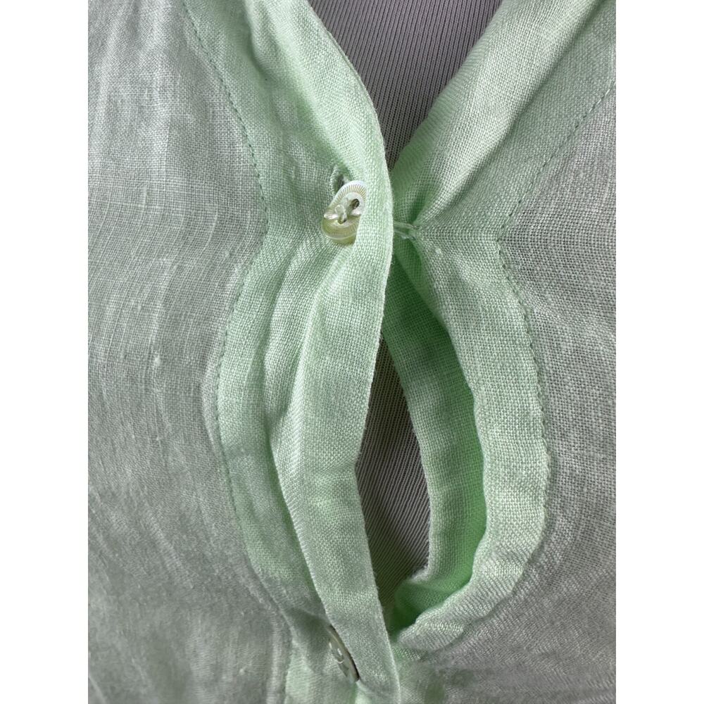 Eileen Fisher 100% Irish Linen Button Front Shirt Green Large Top Coastal Beachy - Picture 5 of 16